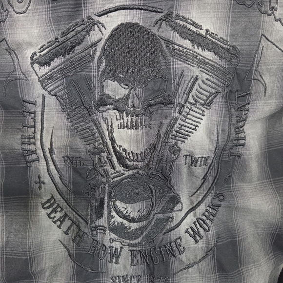 Motogear Men's Charcoal Plaid Button-Down Shirt Size Med - Picture 5 of 11